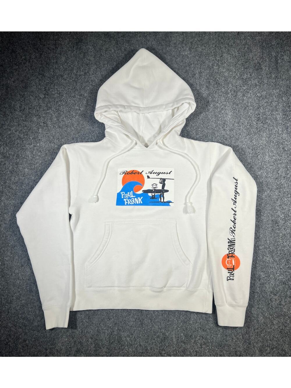 Vintage Paul Frank Robert August Hoodie White Pullover Surf XS